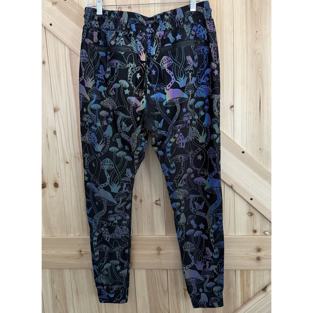 Rainbow Reflective Jogger Pant Elastic Drawstring Waist Mushroom Rave Pride Sz M - Picture 4 of 12